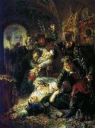 Konstantin Makovsky Agents of the False Dmitry kill the son of Boris Godunov oil on canvas